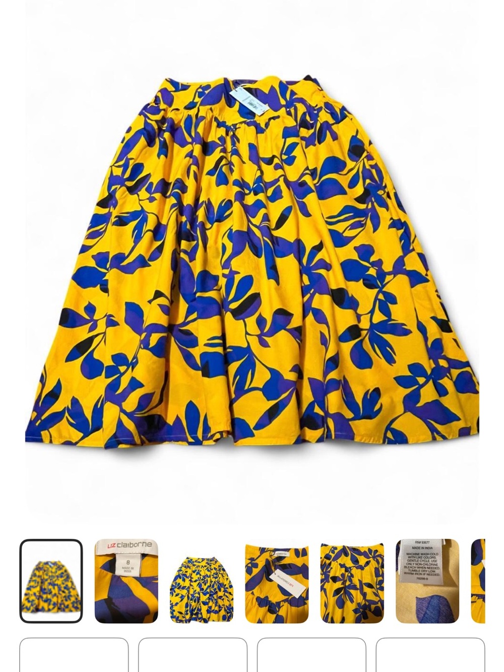 Liz Claiborne Bold Floral A-Line Midi Skirt New With Tags (NWT) Size: 8
